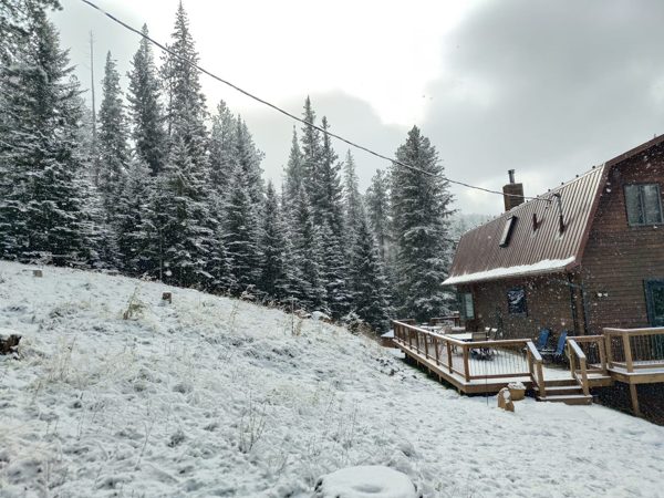 Cabin deck in winter