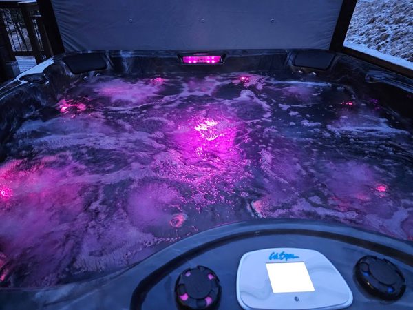 Hot tub lights at night